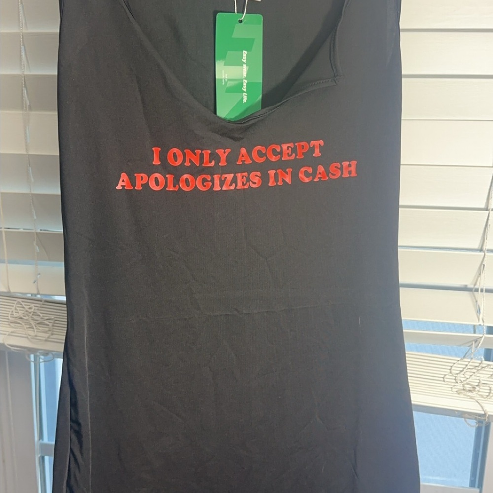 Black Tank Top with Red Text